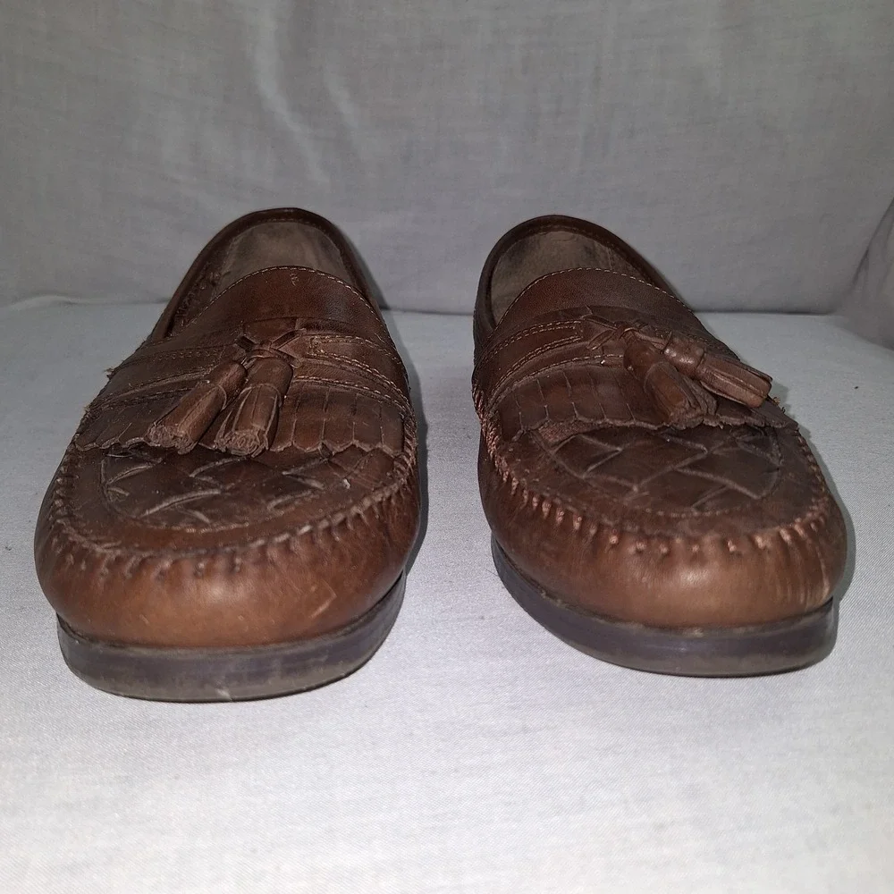 GIORGIO BRUTINI MENS SHOE 9 M WOVEN BARTELL‎ KILTED TASSEL LOAFER NWOB BROWN